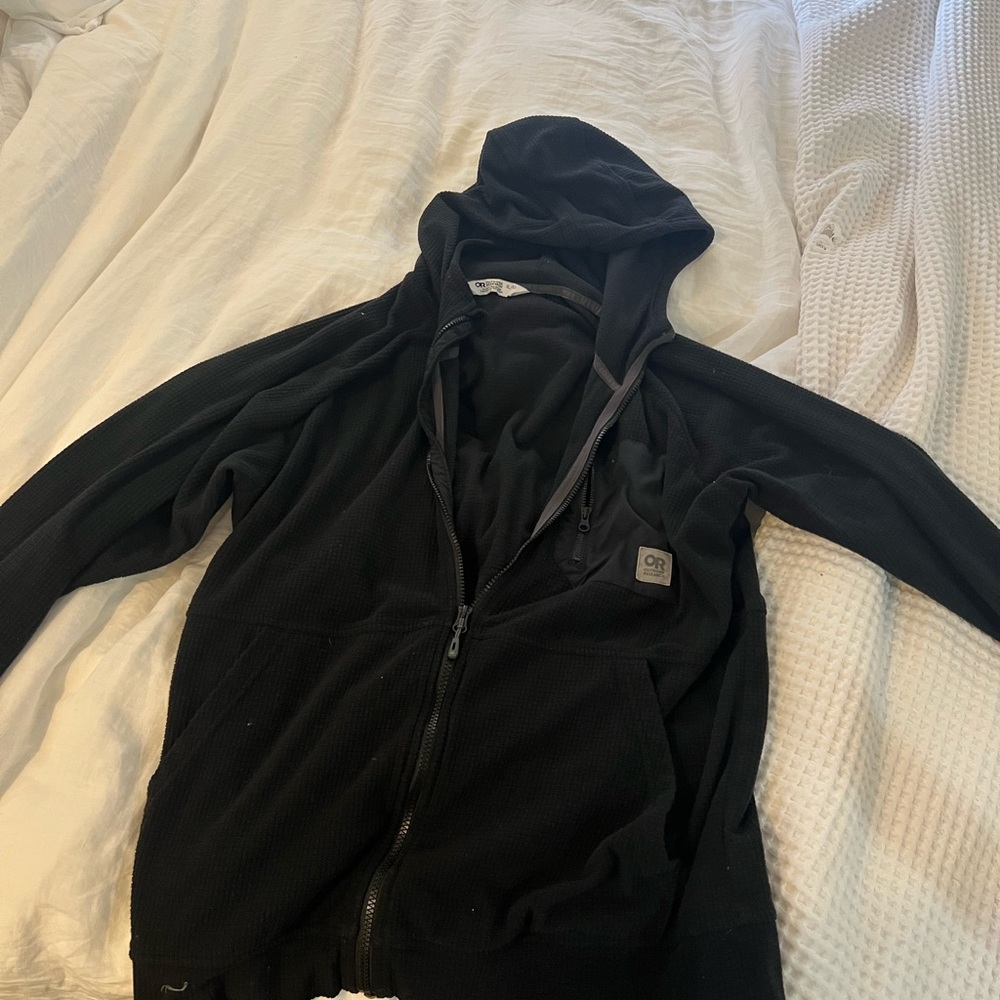 Outdoor Research Black Hooded Fleece Zip-Up Jacket
